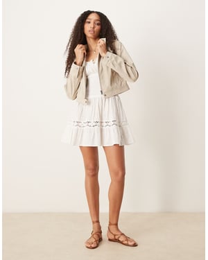 Gina Tricot faux suede short jacket in light beige