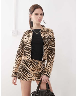 Motel hoshi wild animal jacket co-ord in cream and brown