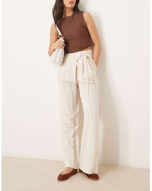 ASOS DESIGN linne knytframpants i sten