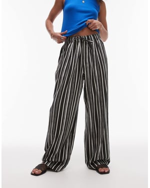 Topshop linen balloon trouser in mono painted stripe