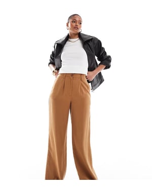 ASOS DESIGN Hög avslappnad rakbenad byxa i kamelfärg