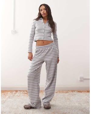 Reclaimed Vintage brushed stripe pull on trouser co-ord in grey stripe