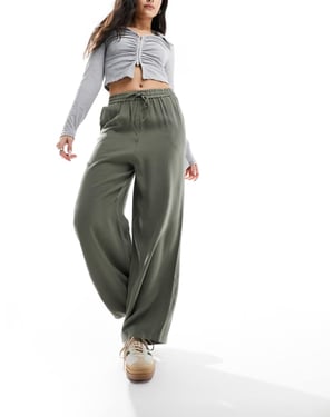 Miss Selfridge mjuk beröring resårmidja vida byxor i khaki