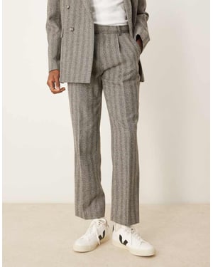ASOS DESIGN raka ben kostymbyxor i kolgrå herringbone
