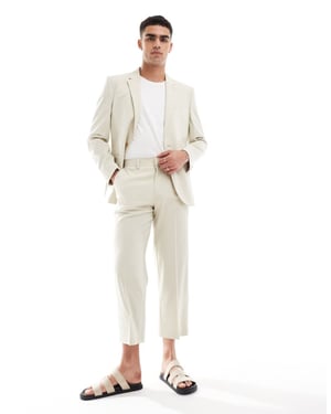 ASOS DESIGN raka cropped kostymbyxor i stengrå