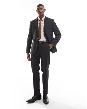 ASOS DESIGN slim passform kostymbyxor i kolsyra