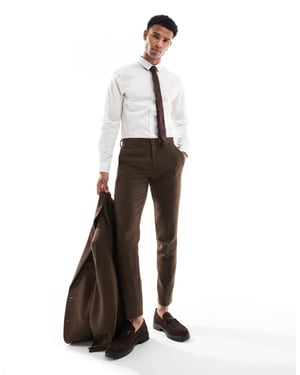ASOS DESIGN skinny kostymbyxor med ull i brun twill