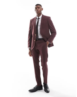 ASOS DESIGN smala kostymbyxor i brunt