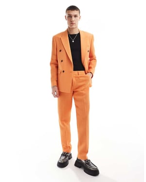 Viggo oversize kostymbyxor i klar orange våffel