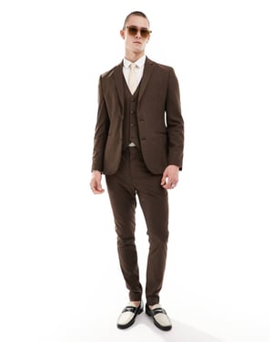 ASOS DESIGN slim fit kostymbyxa i chokladbrun