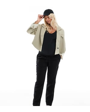 Vero Moda Gravid linneblandning tapered byxor i svart
