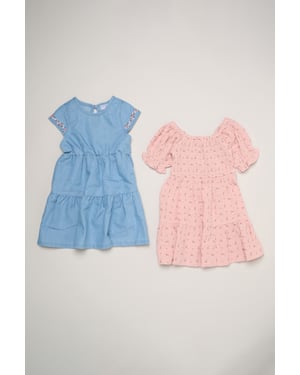 2-Pack Floral Print and Chambray Dresses