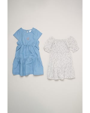 2-Pack Floral Print and Chambray Dresses