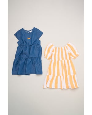 2-Pack Stripe and Chambray Dresses