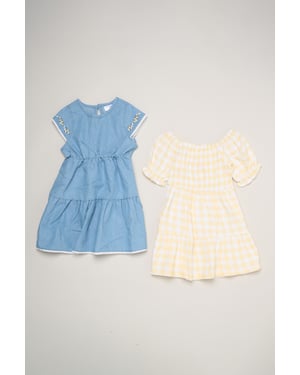 2-Pack Gingham and Chambray Dresses