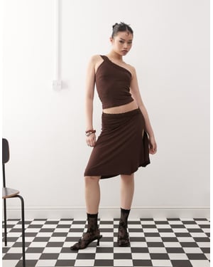 Motel Laudine midi co-ord skirt in bitter chocolate