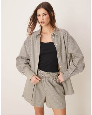 ASOS DESIGN relaxed shirt co-ord in mono stripe