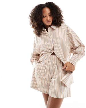 ASOS DESIGN A-line pull on short co-ord in brown stripe