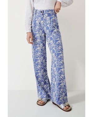 Blue Floral Wide Leg Trousers