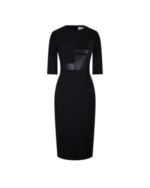 Women's Boss Dezona Crew Neck Midi Sheath Dress in Black