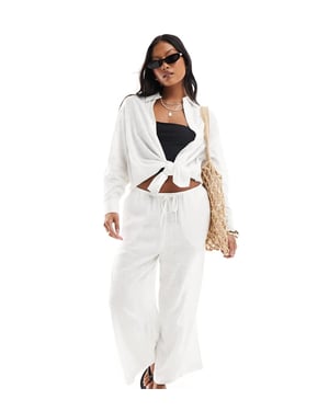 ASOS DESIGN Petite linne culotte i vitt