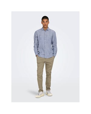 Men's Only Solid Patterned Straight Chinos in Chinchilla