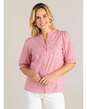 IVY BEAU Gaja Tops - Stone Red/White