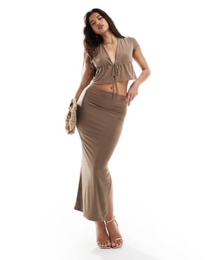 Kaiia exklusiv slinky kolumn maxi kjol co-ord i mocha