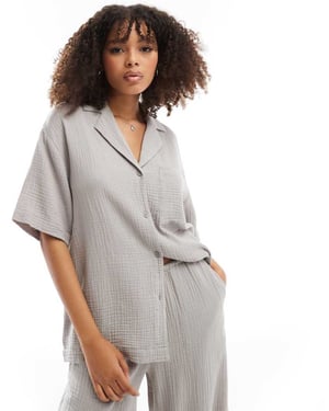 ASOS DESIGN skjorta i ostduk i grått