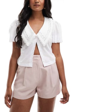 Miss Selfridge skräddarsydda högmidjade shorts set i mjuk rosa