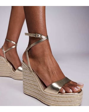 ASOS DESIGN Wide Fit Tamika espadrille wedges in gold