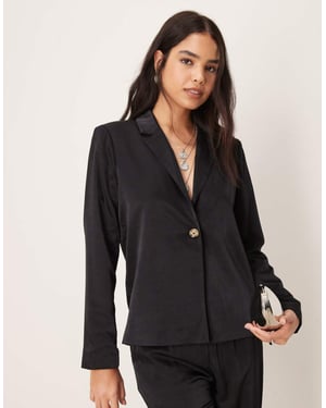 Vila oversized button front blazer co-ord in black