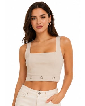 Cream Eyelet Detail Strappy Crop Top