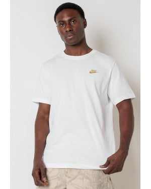 Nike Sportswear Club Mens T Shirt in White / Gold Logo