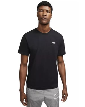 Nike Sportswear Club Mens T Shirt in Black / White / Gold Logo