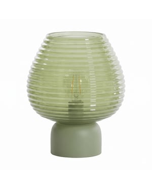 Casa di Elturo Led tafellamp liora glazen – geribbeld glas – Ø18 x 23 cm – draadloze