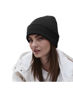 Beechfield Volwassenen van Unisex Originele geboeide Beanie (Zwart)