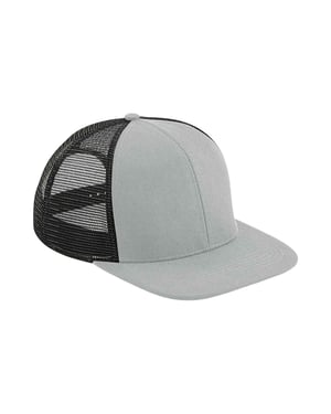 Beechfield Originele 6 Paneel Flat Peak Trucker Cap (Grijs/Zwart)