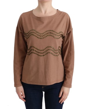 John Galliano Brown Cotton Studded Sweater