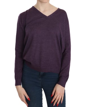 BYBLOS Purple V-neck Long Sleeve Pullover Top