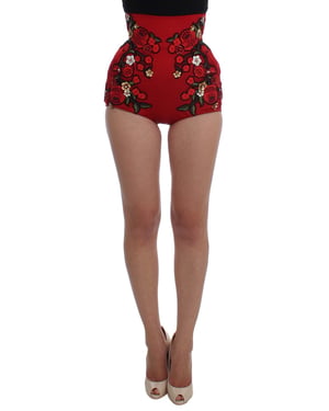 Dolce Gabbana Shorts met Bloemenborduursel Hoge Taille