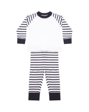 Larkwood Pyjamaset met lange mouwen en gestreepte Raglan voor baby's (Marine / Wit)