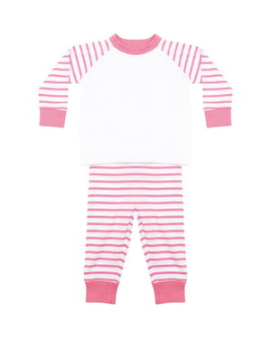 Larkwood Pyjamaset met lange mouwen en gestreepte Raglan voor baby's (Roze/Wit)