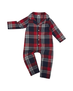 Larkwood Baby-Tartan alles-in-één nachtkleding (Rood/Zwaar)