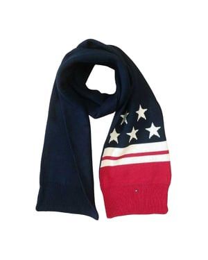 Tommy Hilfiger Gebreide sjaal met sterren voor kinderen (Rood/Wit/Navy Blauw)