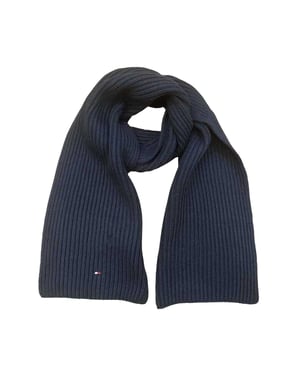 Tommy Hilfiger Gebreide sjaal met kinderlogo (Marineblauw)
