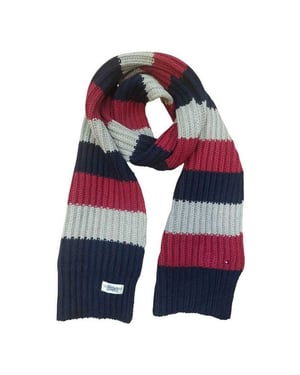 Tommy Hilfiger Geribbelde sjaal voor kinderen (Marineblauw/Grijs/Klaret)