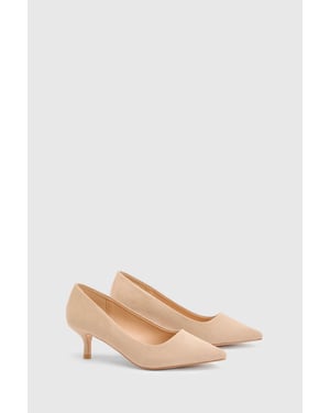 Dove Faux Suede  Kitten Heel Court Shoes