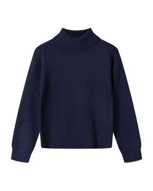 Minoti Meisjes geribbelde zachte trui met schildpadhals (Blauw)