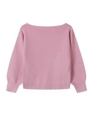 Minoti Gebreide meisjes trui met boothals (Roze)